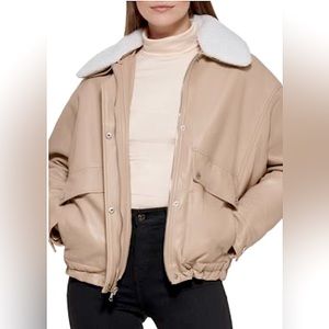 “Kenneth Cole Faux Fur Vegan Leather Jacket” - Fur Detachable